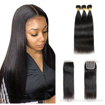 Brazilian Bundle Hair Vendors Cheap Straight Hair Bundles Closure Hair Brazilian  4x4 5x5 6x6 7x7 Swiss Lace Closure